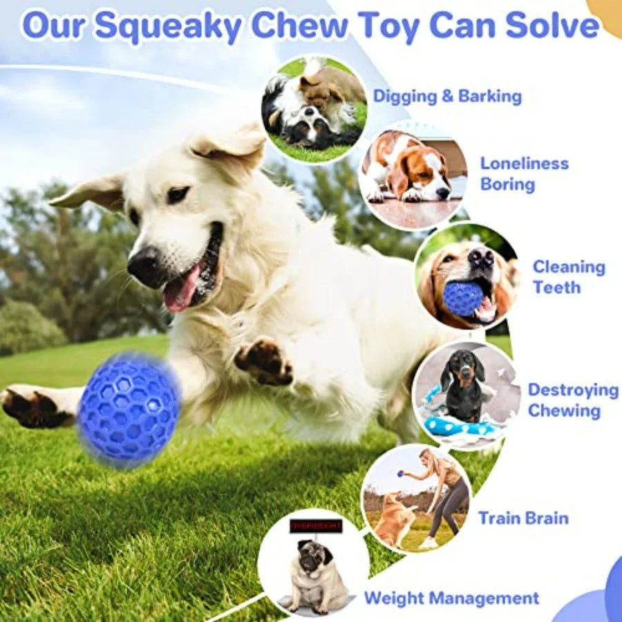 Indestructible Squeaky Dog Ball For Aggressive Chewers Cleans Teeth