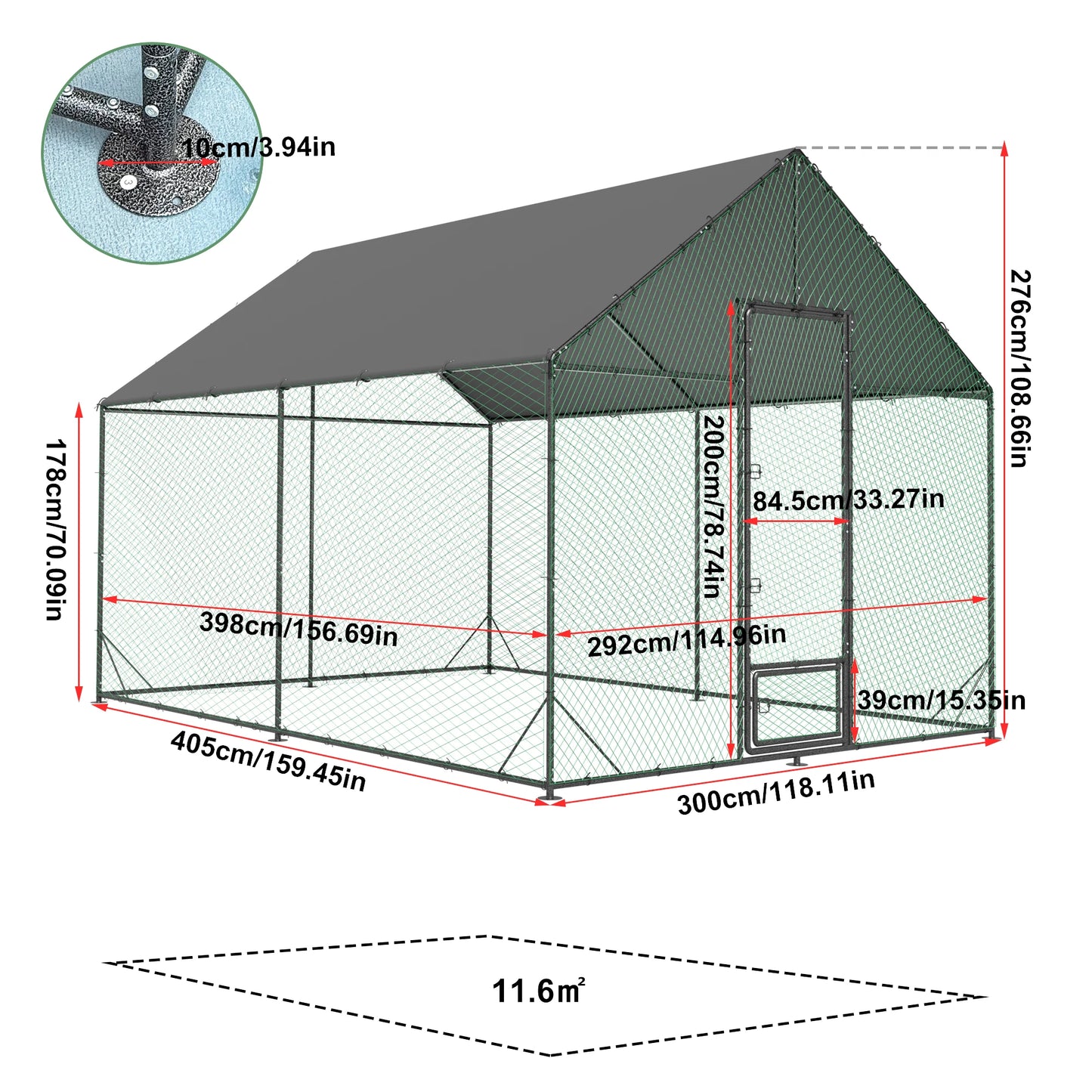 BINGOPAW Outdoor Walk In Chicken Coop With Nylon Netting
