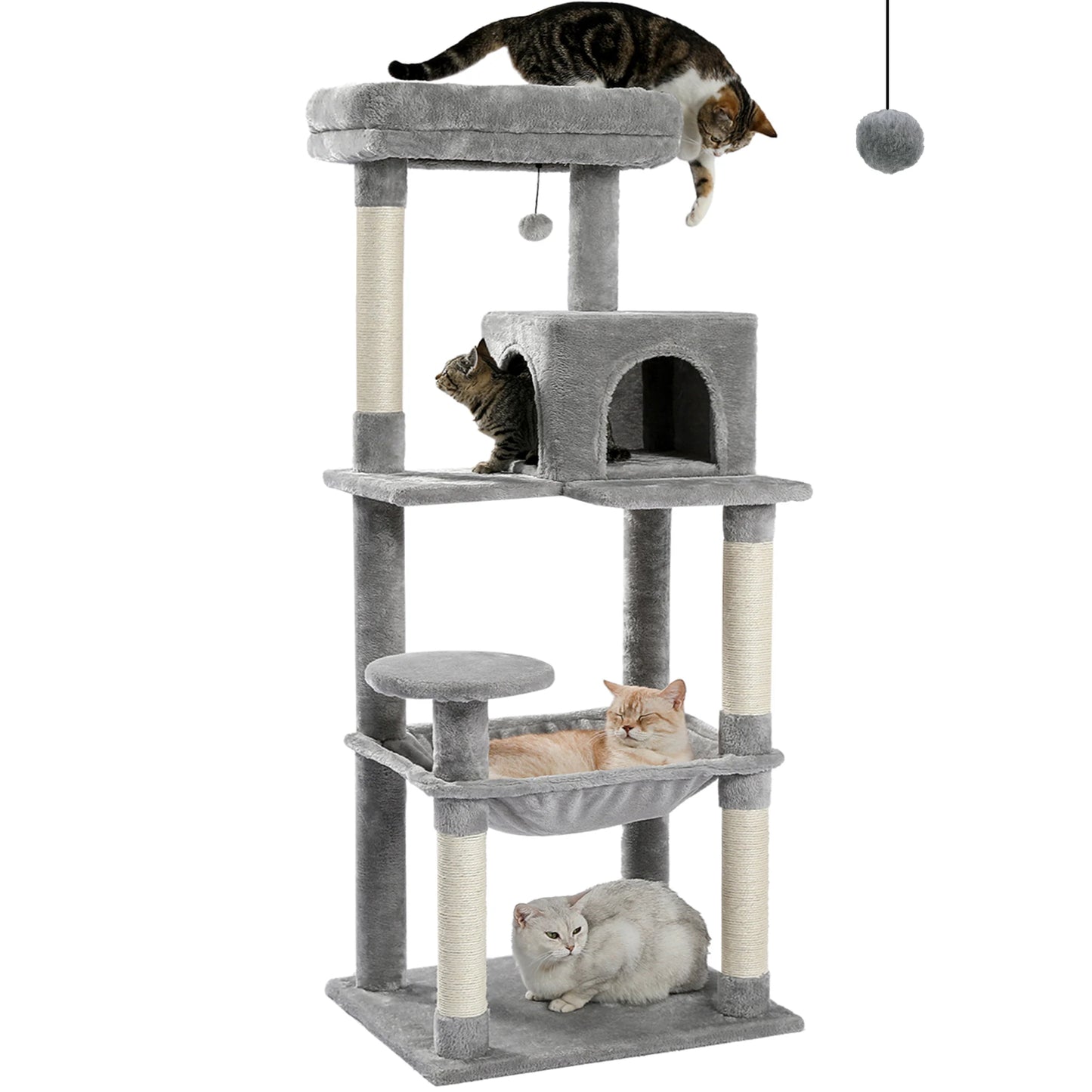 PAWZ Road 5-Level Cat Tree Tower For Indoor Cats With Cozy Condo And Hammock