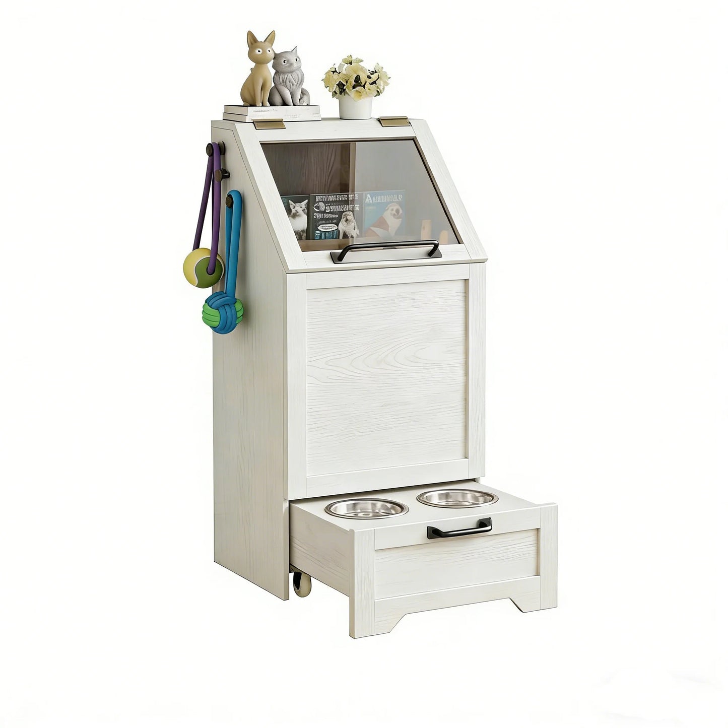 HiMISS Dog Feeding Station With Storage And Raised Bowls