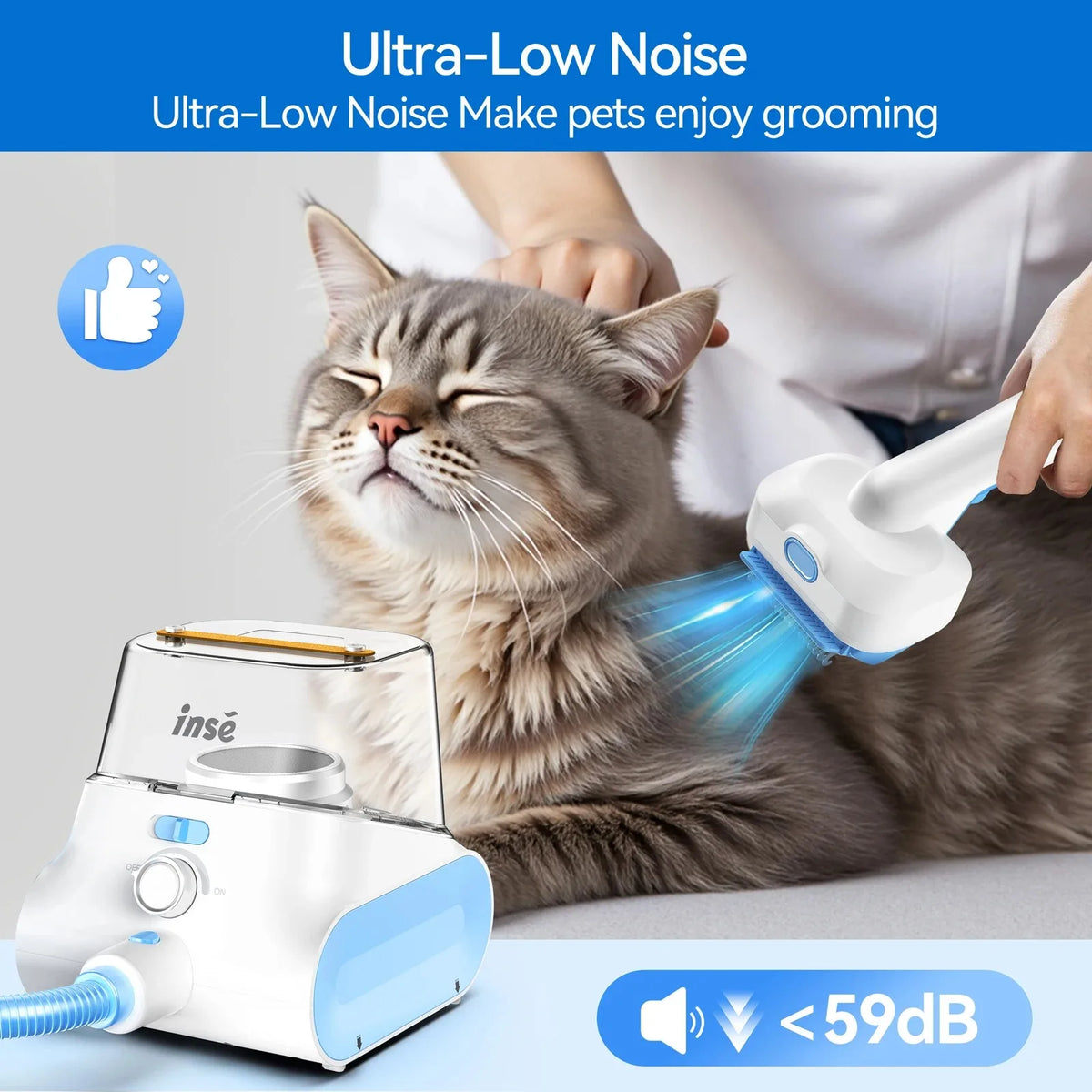 INSE Low Noise Pet Grooming Vacuum with Hair Clipper