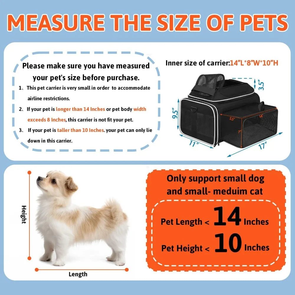 XMSJ Airline Approved Top and Side Expandable Cat Carrier