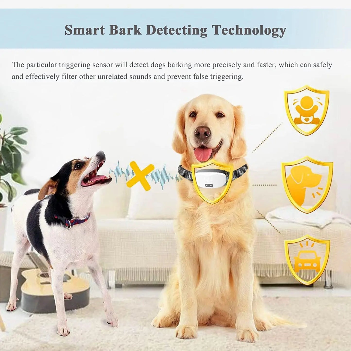 Anti Bark Dog Collar With Electric Shock, Vibration, LED
