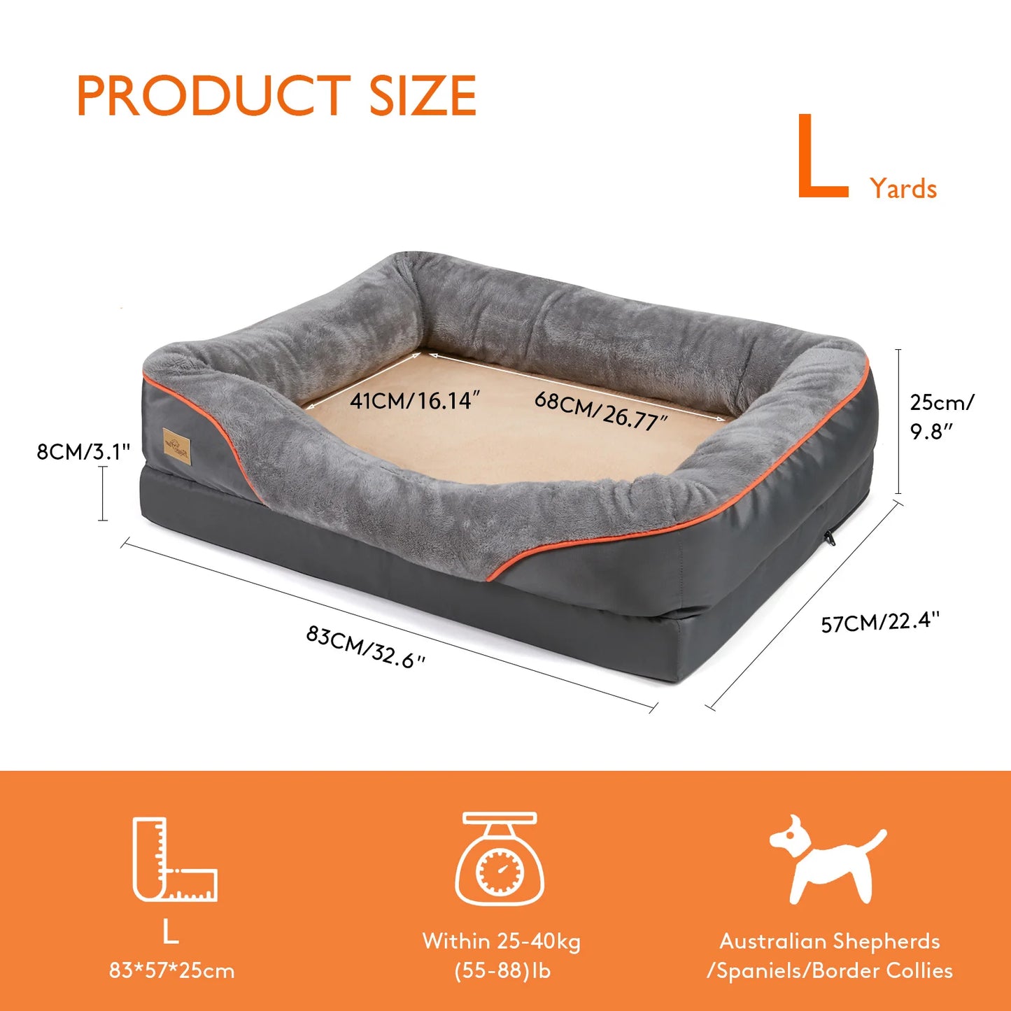 BINGOPAW Dog Bed Removable Washable Cover Anti Allergy Waterproof Warm Fleece