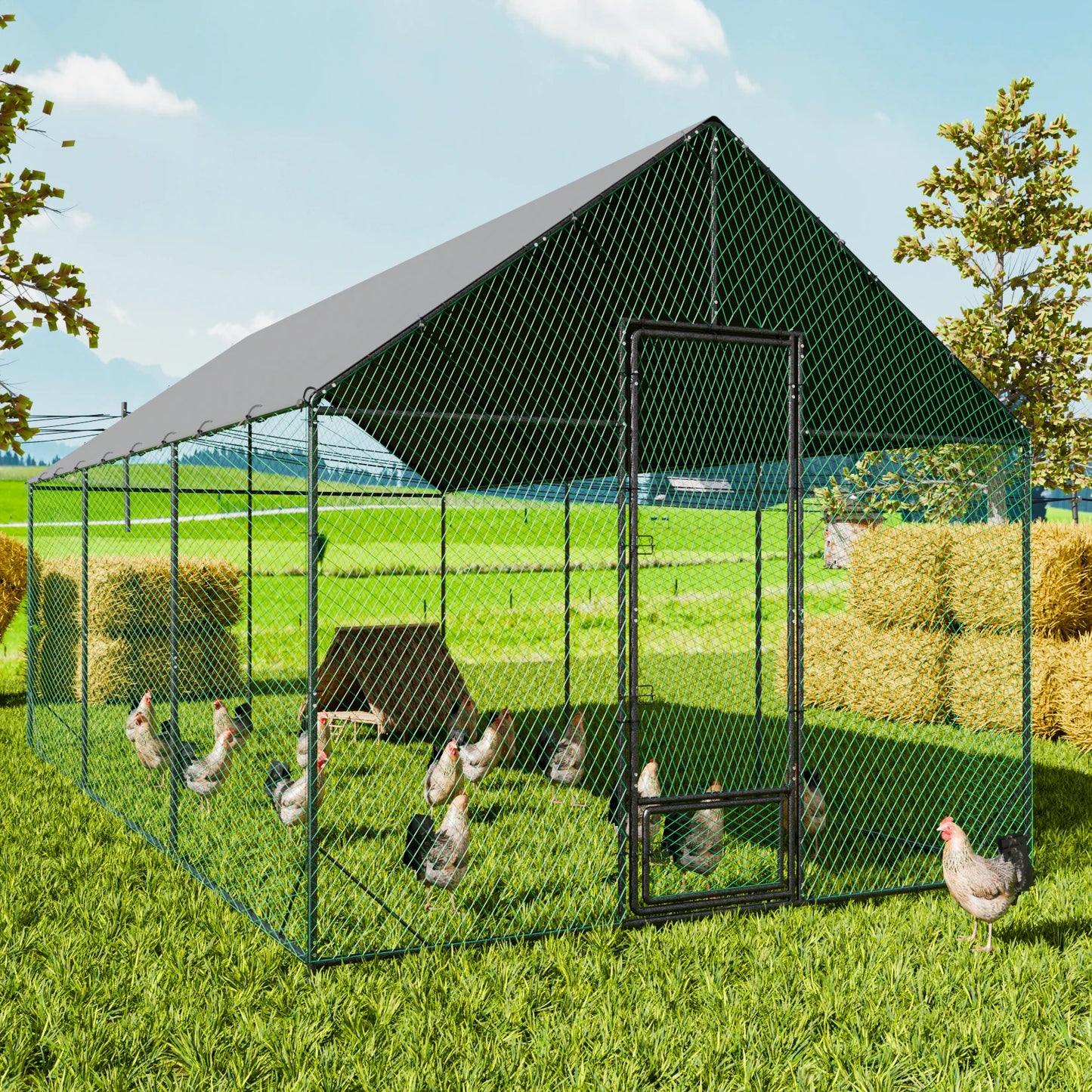 BINGOPAW Outdoor Walk In Chicken Coop With Nylon Netting