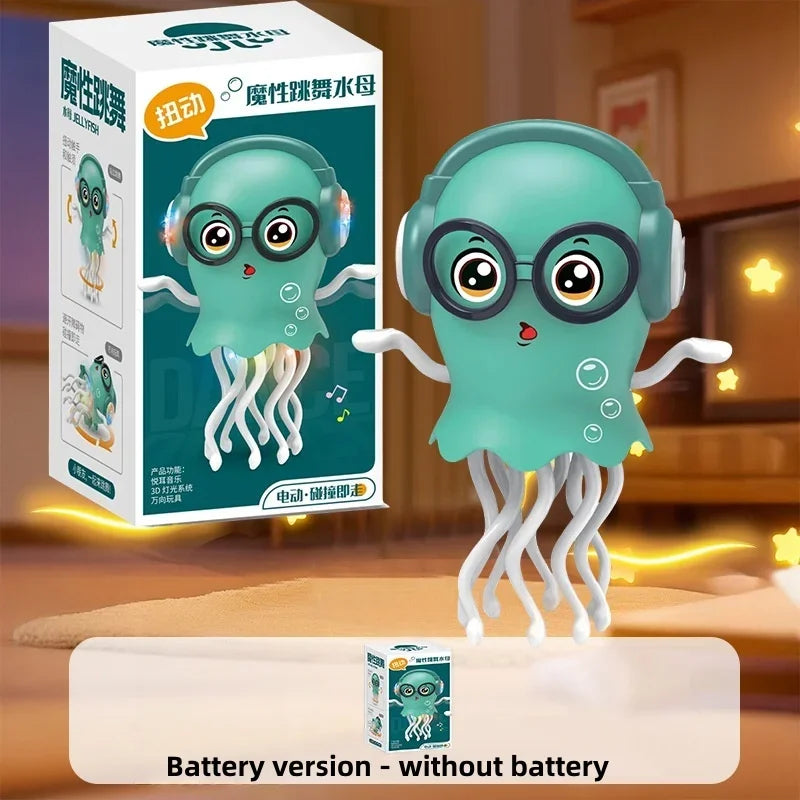 LED Crawling Jellyfish Cat Toy With Music And Obstacle Detection